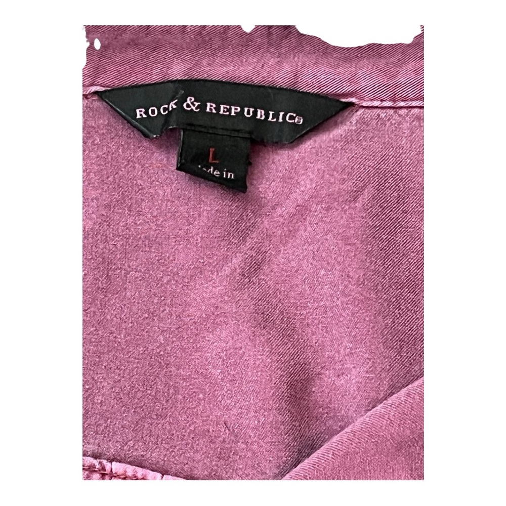 Rock & Republic Purple Utility Button-Up Blouse Size Large - Picture 3 of 7